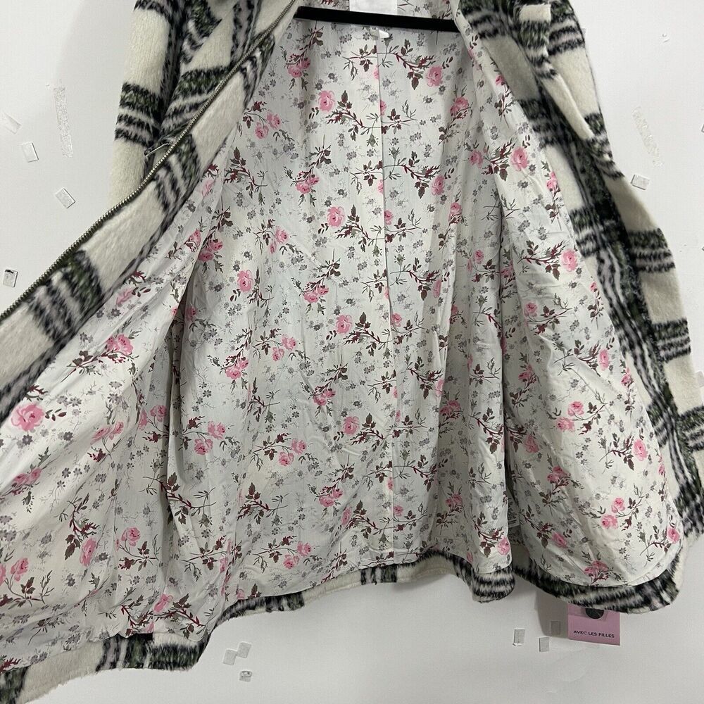 Avec Les Filles Womens Size 1X Zip Front Plaid Raglan Zip Shack­et New NWT - Picture 5 of 6